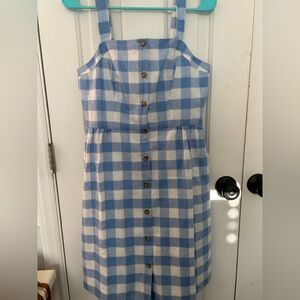 J. Crew Women's Blue and White Checkered Dress